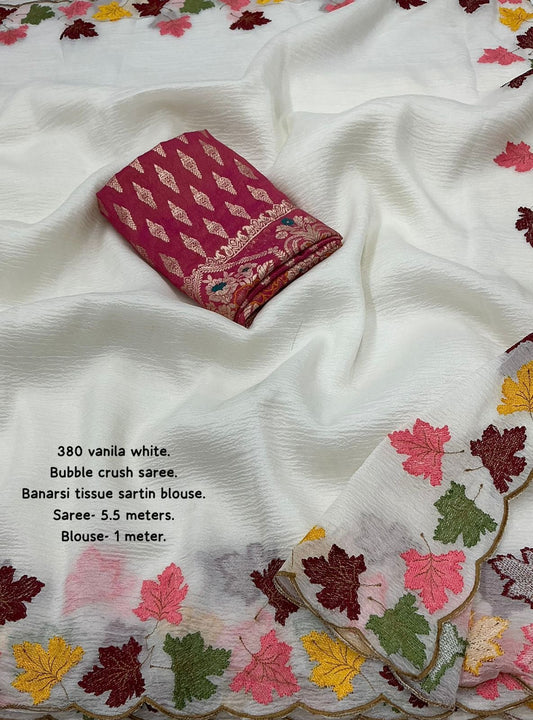 Soft bubble crush georgette saree