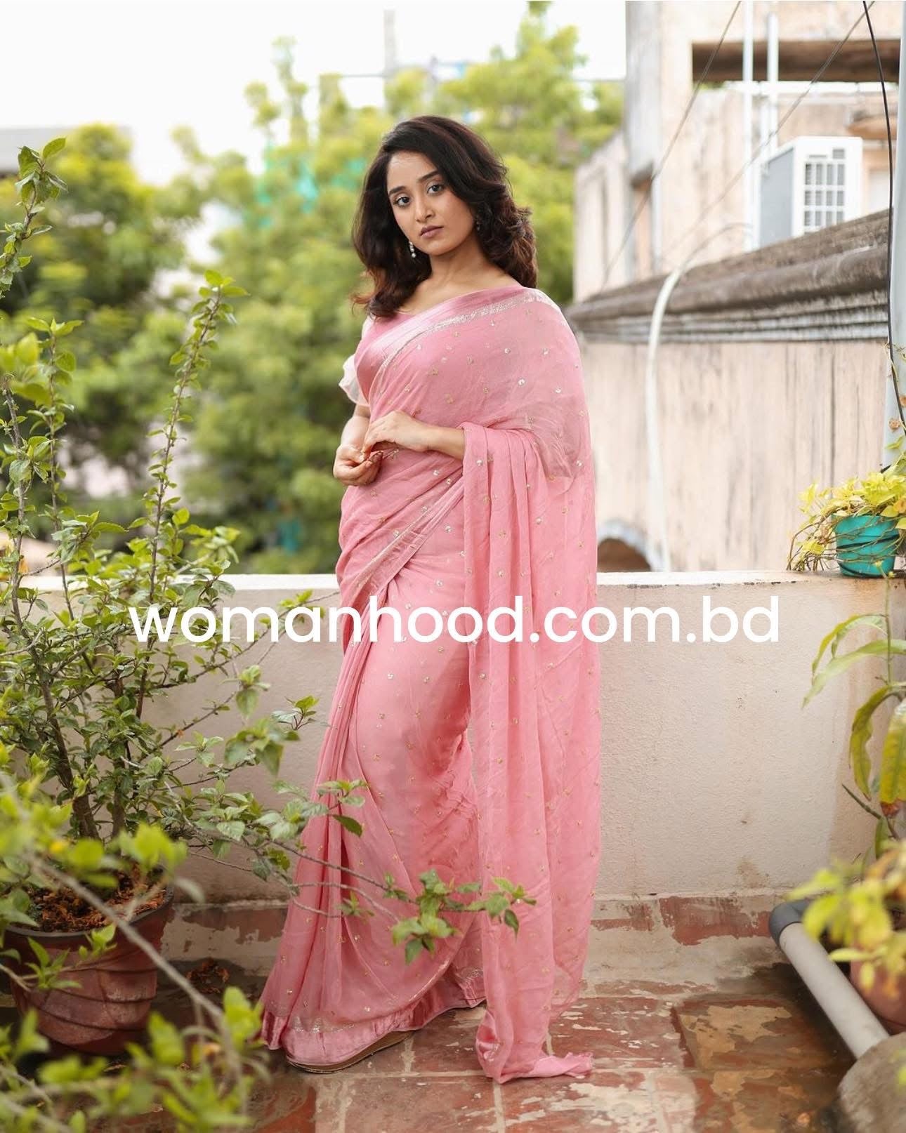 MAUVE PINK Viscose Georgette Saree with Jari Weaving Satin Border and Sequins Work allover the body