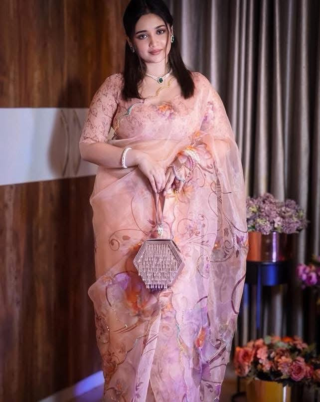 Organza Saree with Pearl and Khatli Work