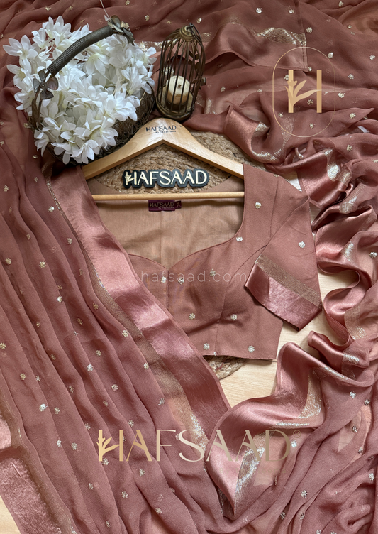PEACHED COFFEE Color Viscose Georgette Saree