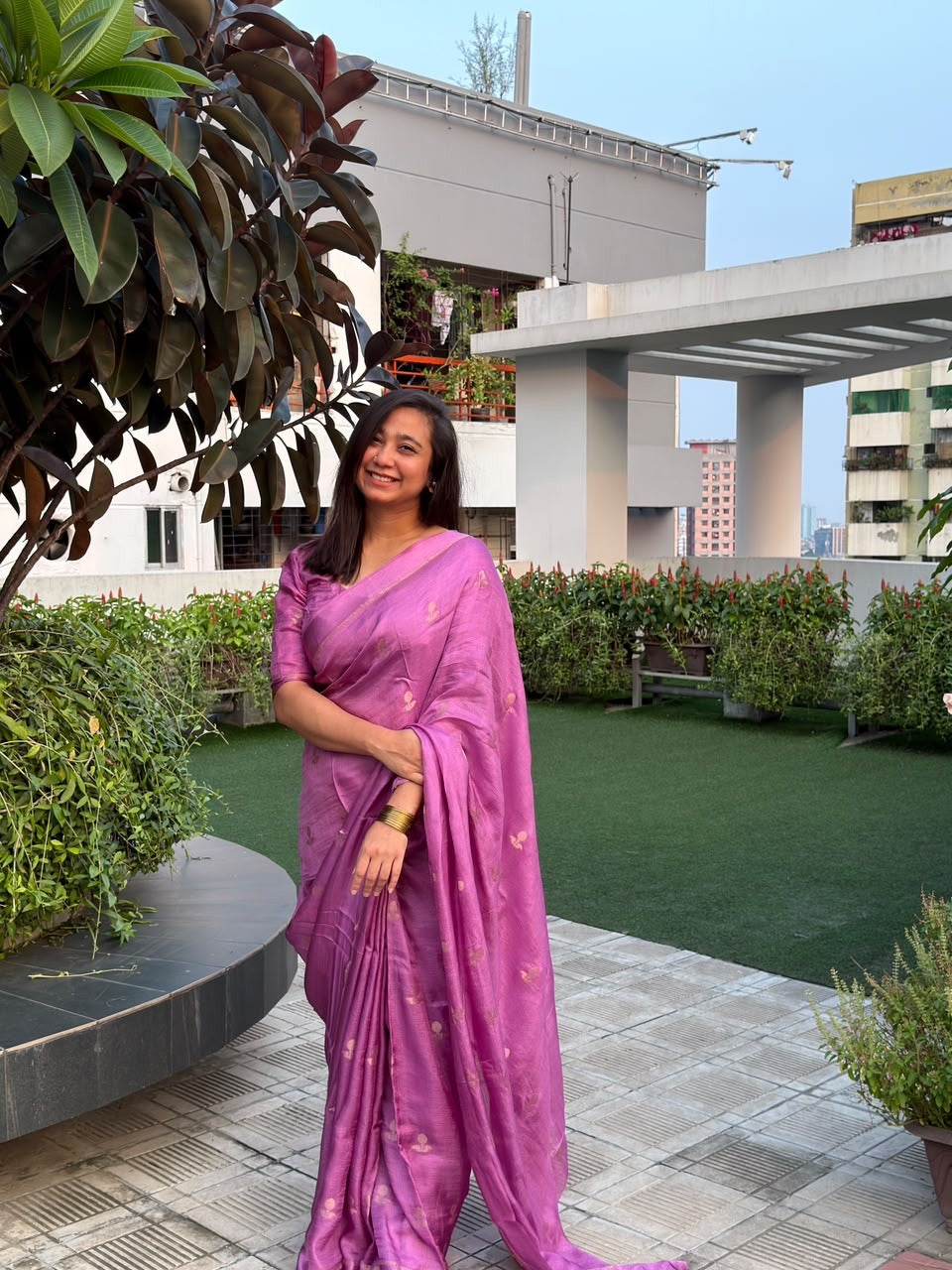 Lavender-Magenta Color Viscose Khadi Silk Saree