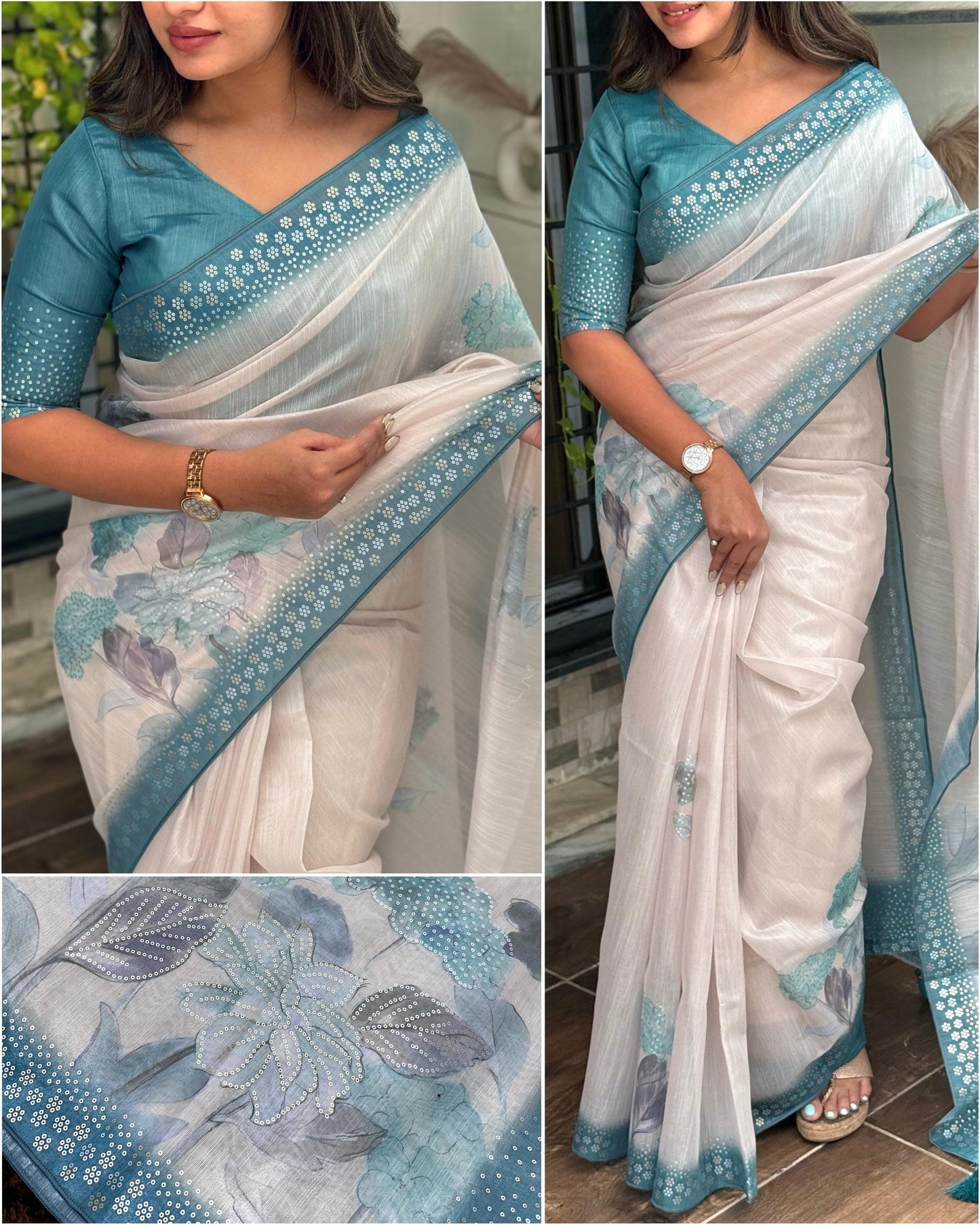 TASPA Silk Saree with Dual Color position Sequins work