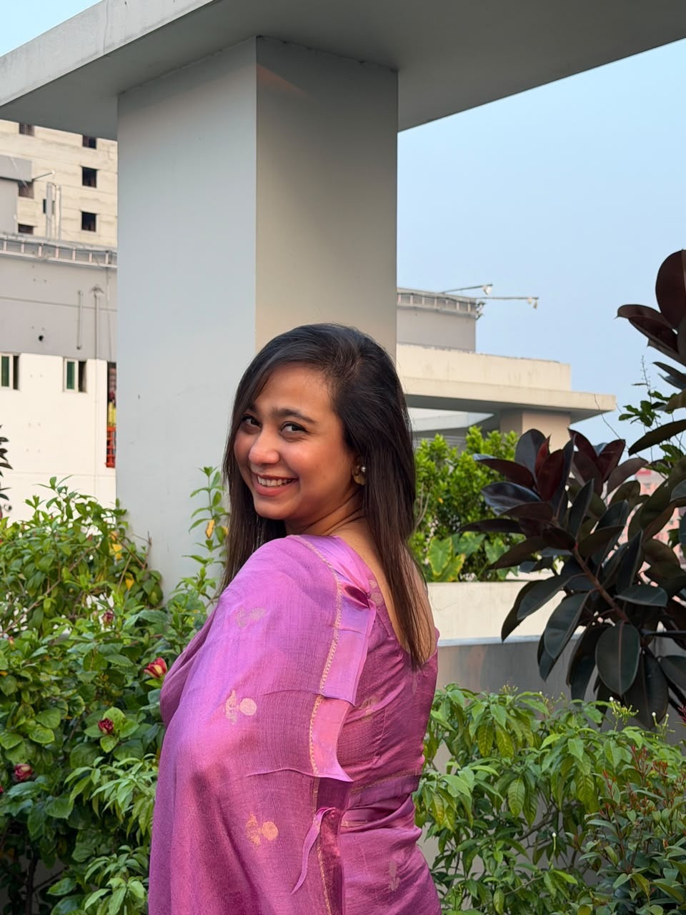 Lavender-Magenta Color Viscose Khadi Silk Saree