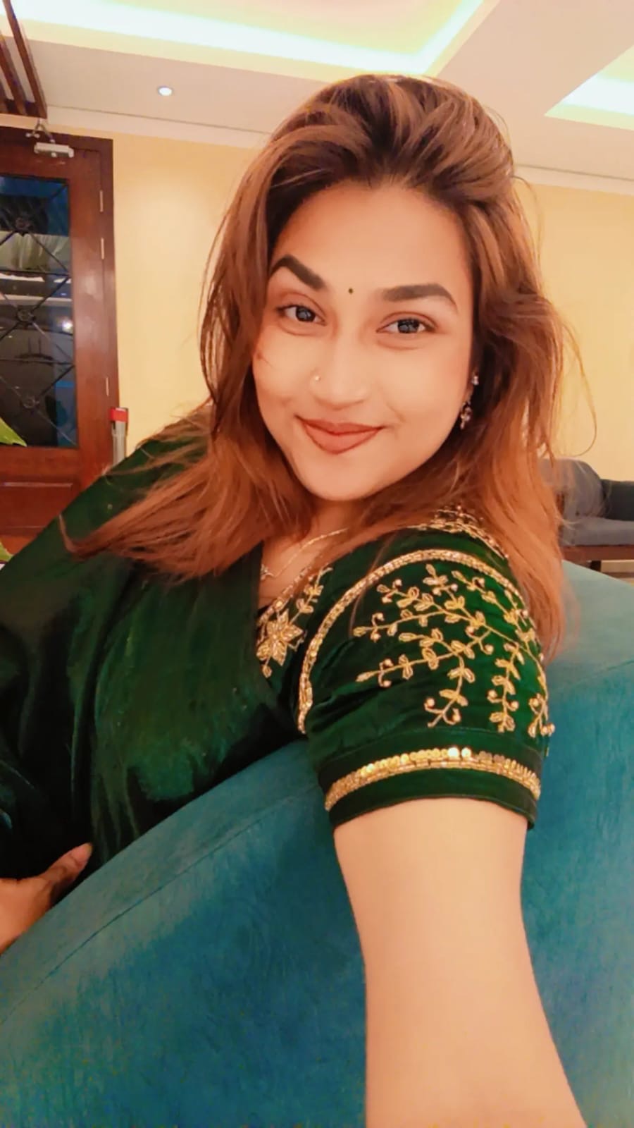 EMERALD GREEN Stardust Satin Saree