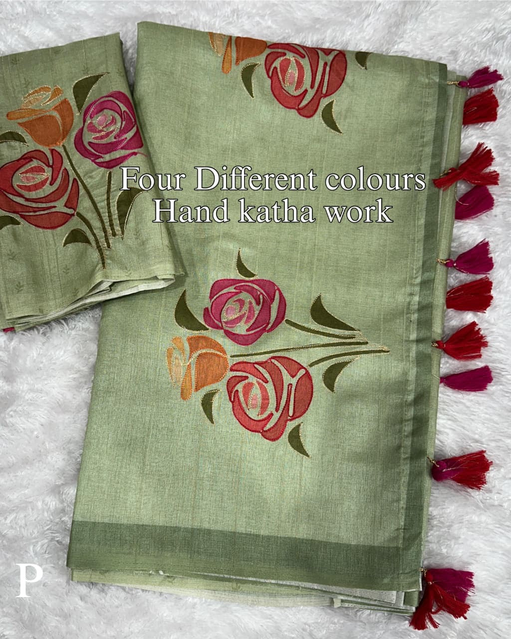 PASTEL SAGE GREEN Linen Cotton Saree