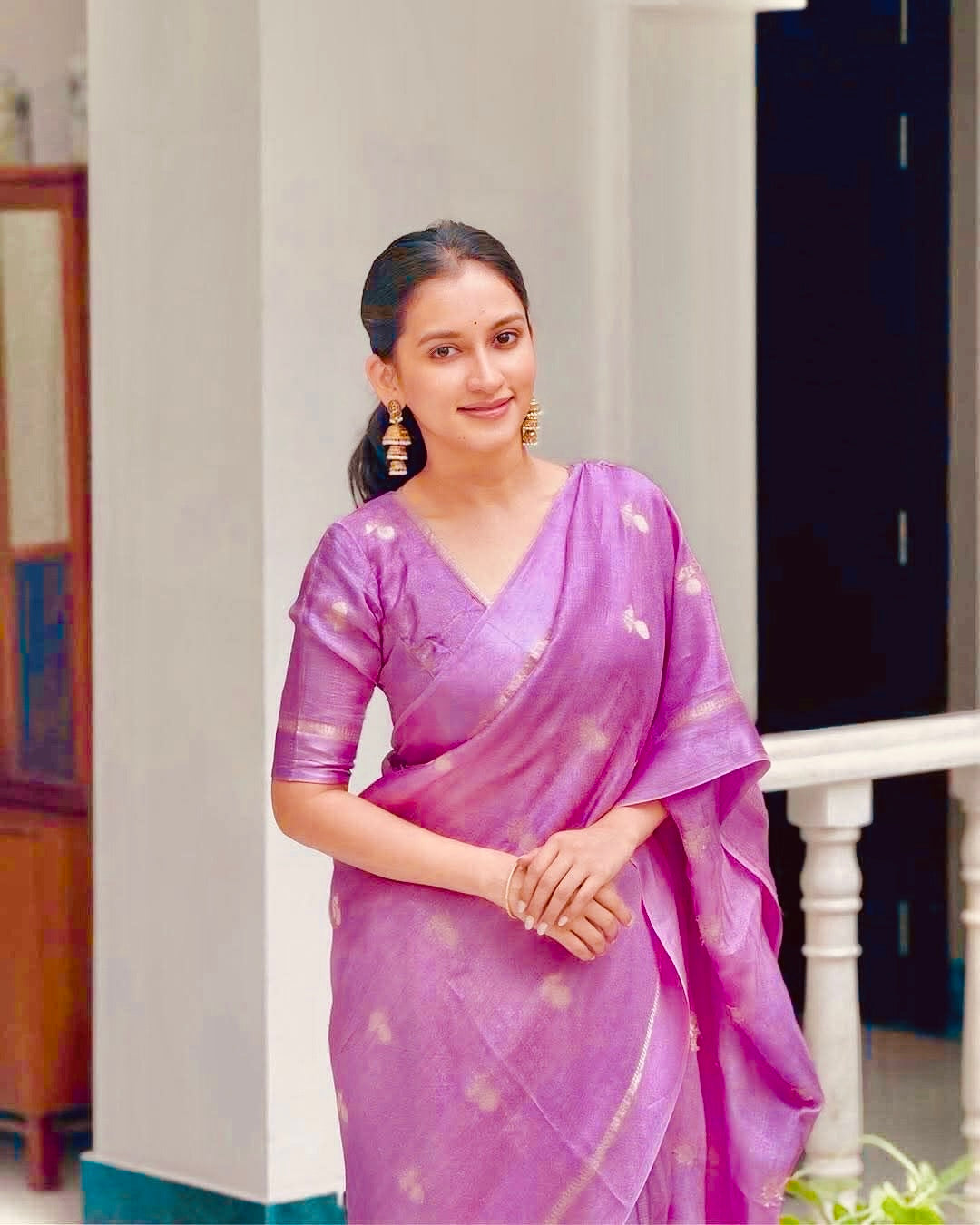 Dreamy Dalia Viscose Khadi Silk Saree (LAVENDER MAGENTA Color)