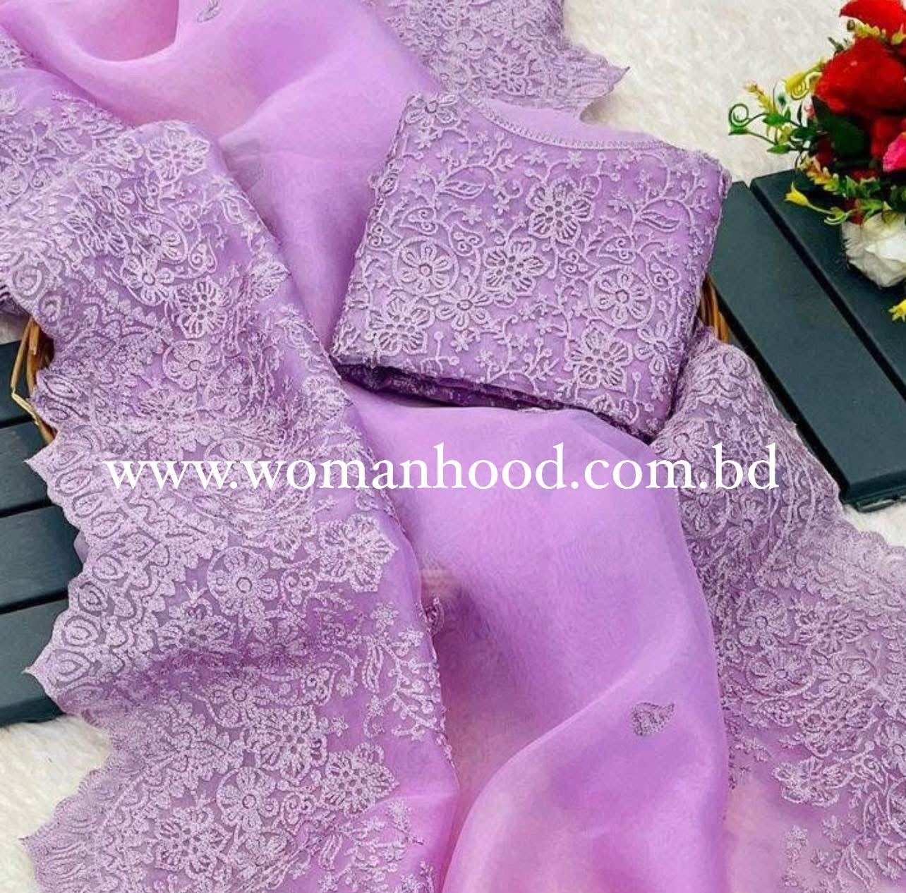 LAVENDER Color Organza Silk Saree