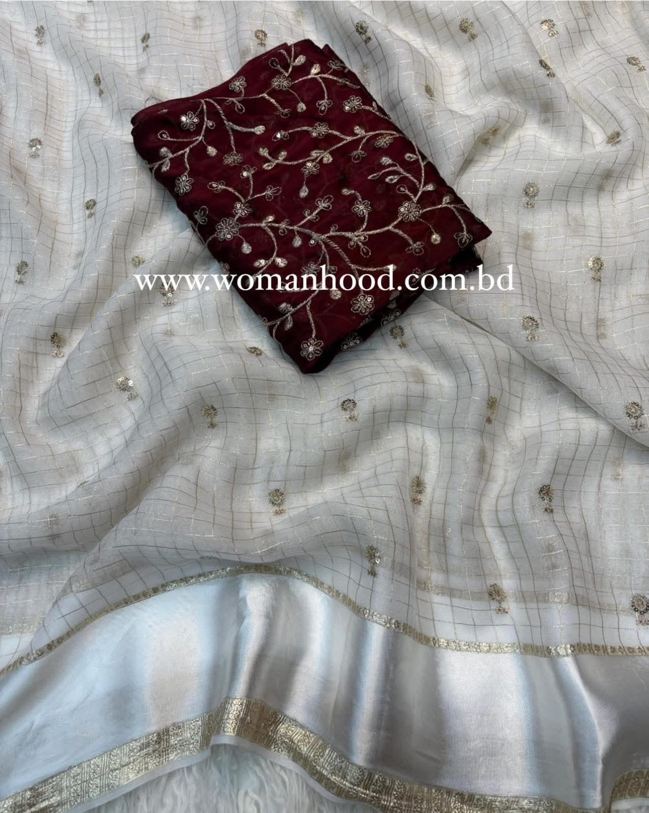 Viscose Georgette Saree Jari lining and Embroidery Work