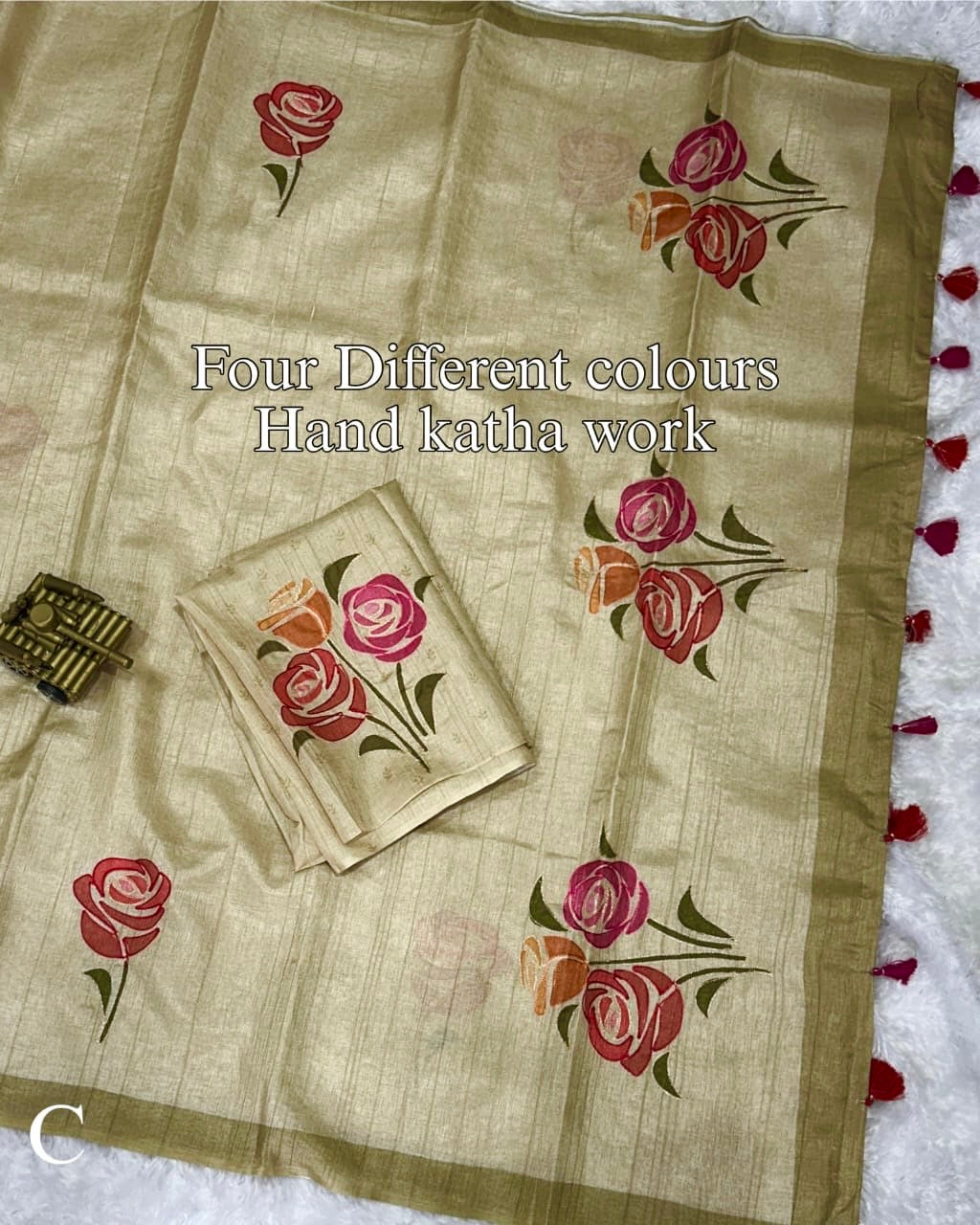 IVORY BEIGE COLOR Linen Cotton Saree