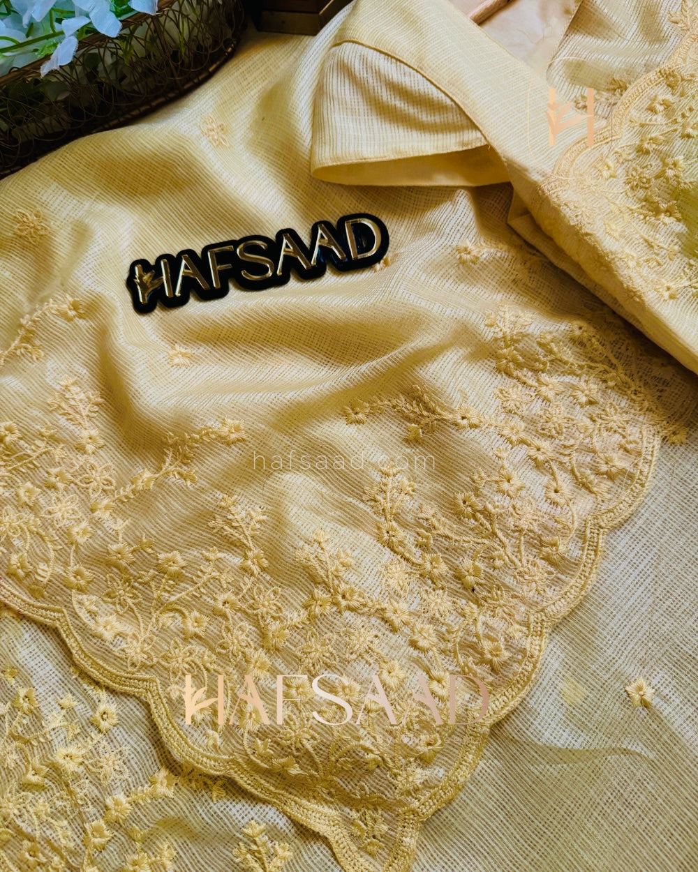 BUTTERCREAM Color Industrial Kota Chex Embroidery Saree