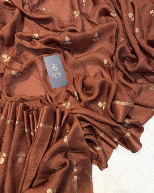 Dreamy Dalia Viscose Khadi Silk Saree (Mocha Color)