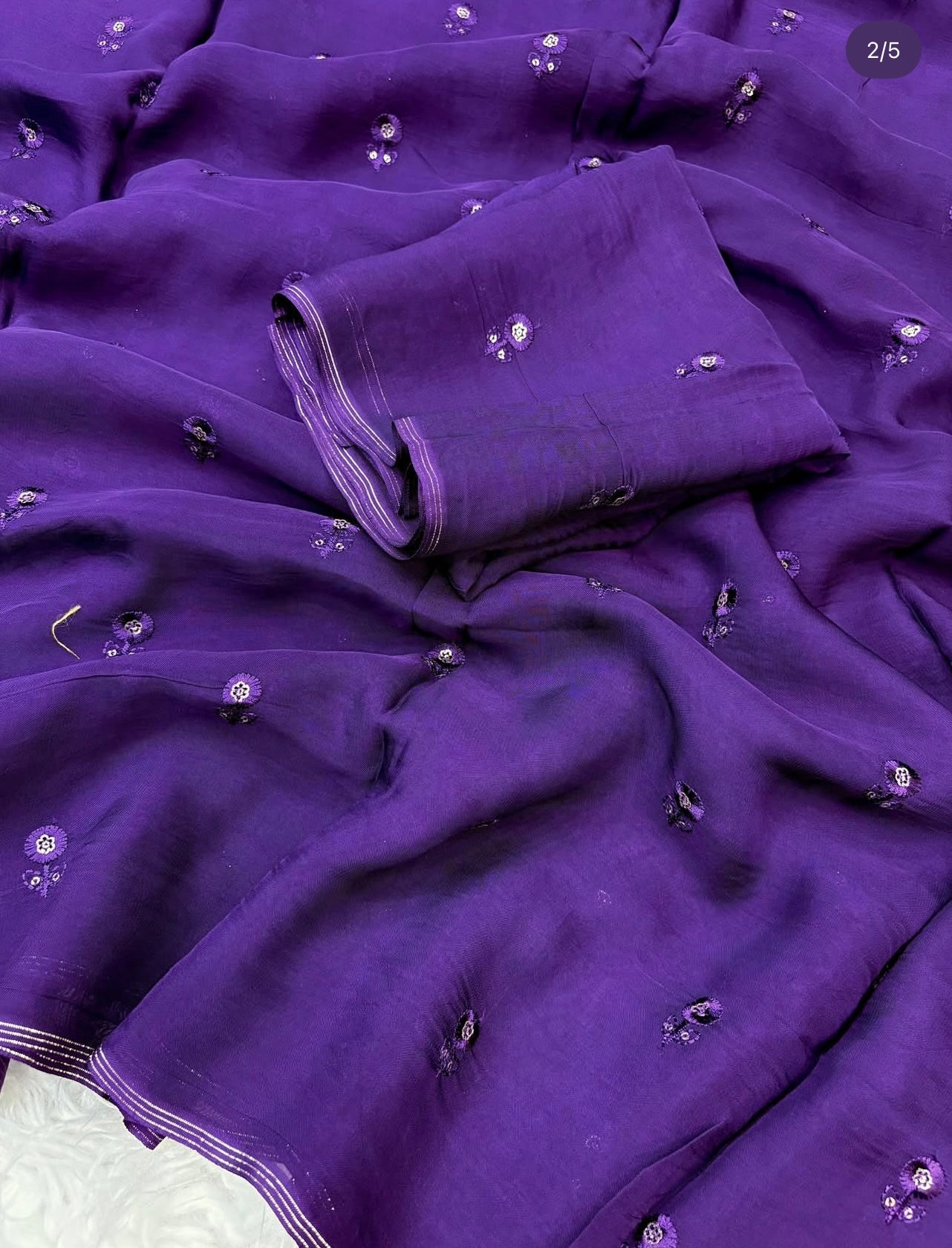 DEEP PURPLE Color Viscose Organza Saree