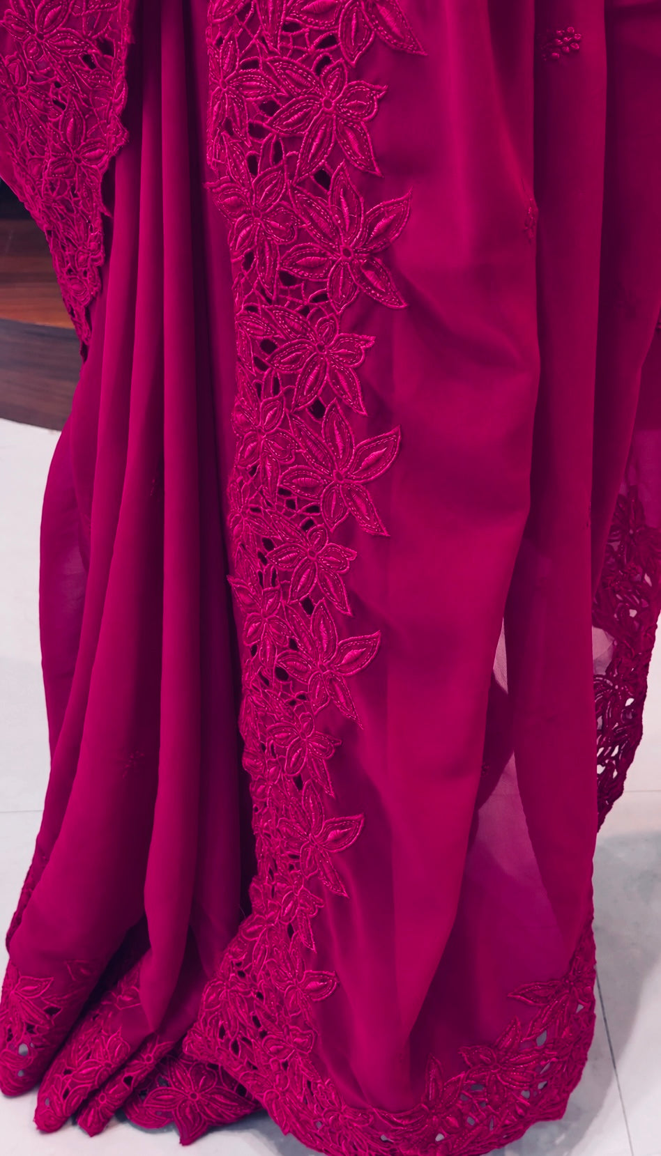 DEEP FUCHSIA Color Georgette Saree