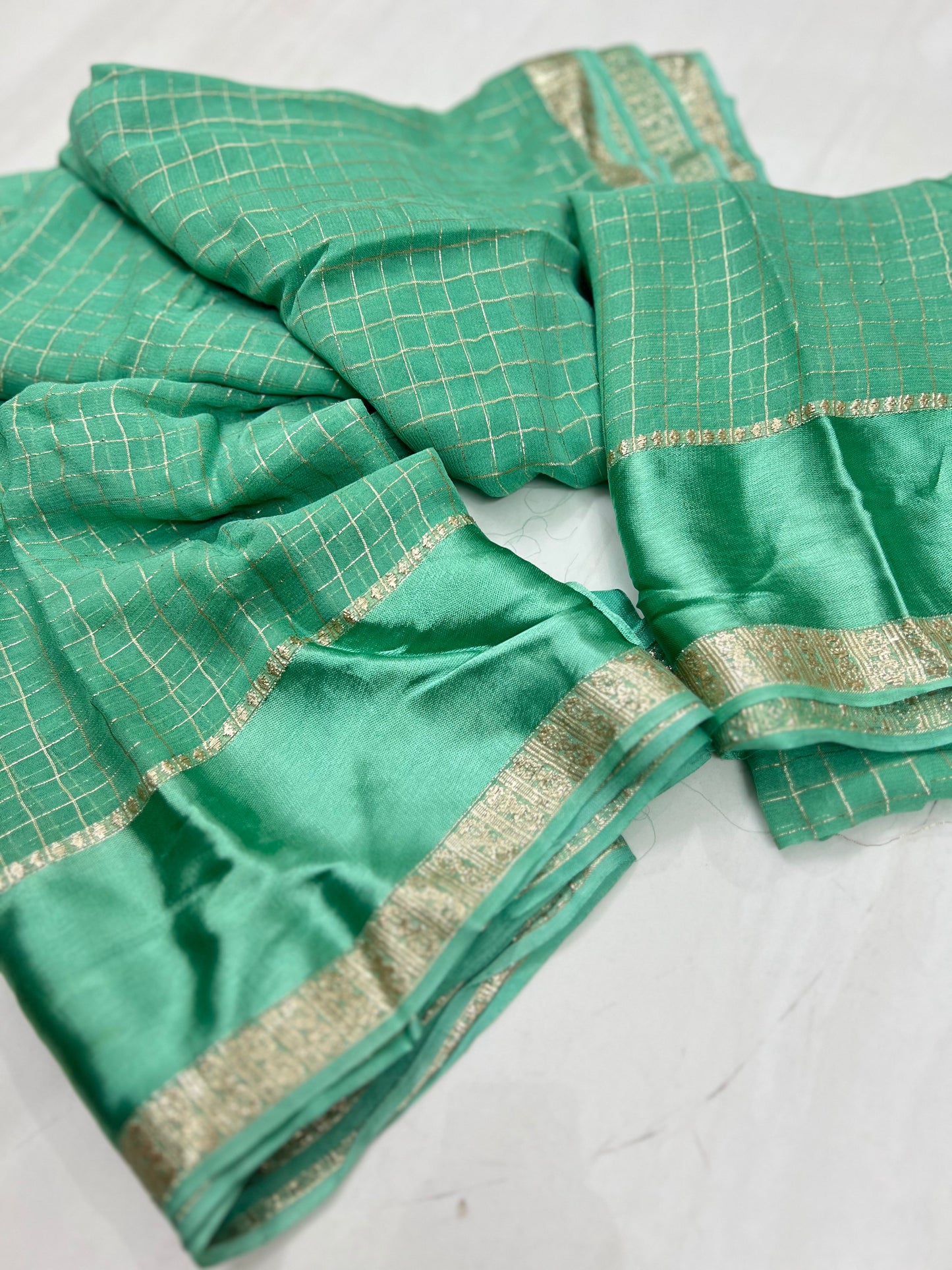SEAFOAM TURQUOISE Color Viscose Georgette Saree