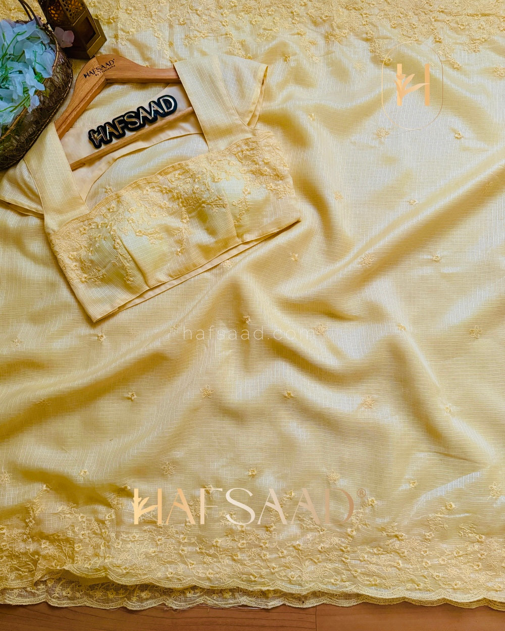 BUTTERCREAM Color Industrial Kota Chex Embroidery Saree