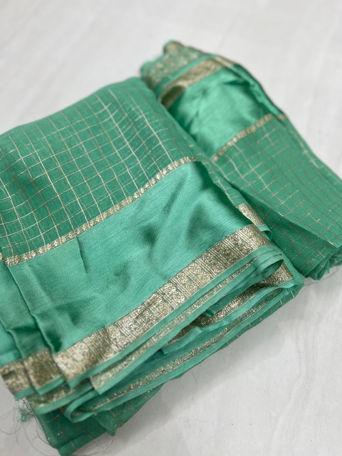 SEAFOAM TURQUOISE Color Viscose Georgette Saree