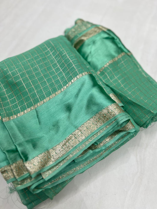 SEAFOAM TURQUOISE Color Viscose Georgette Saree
