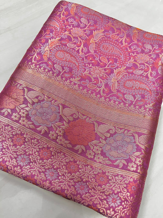 Lavender Pink Color Kanjivaram Silk Saree