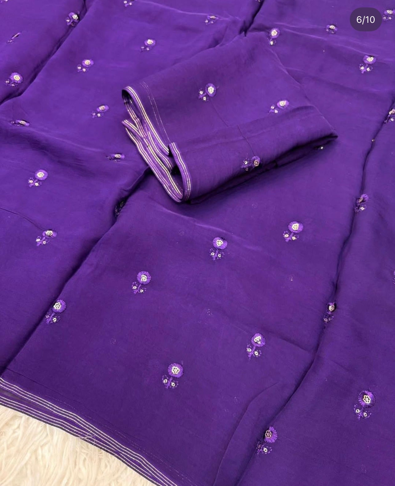 DEEP PURPLE Color Viscose Organza Saree