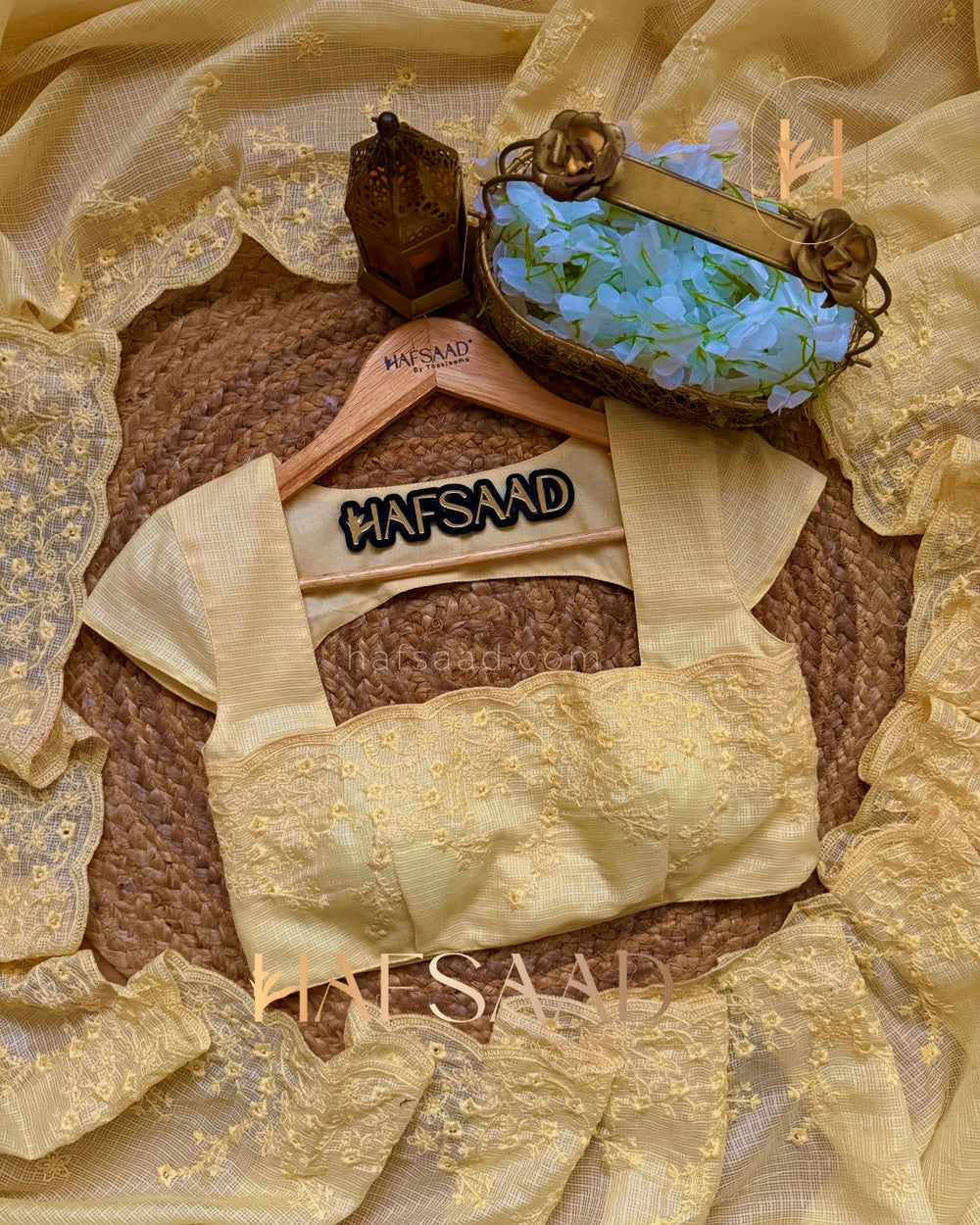 BUTTERCREAM Color Industrial Kota Chex Embroidery Saree