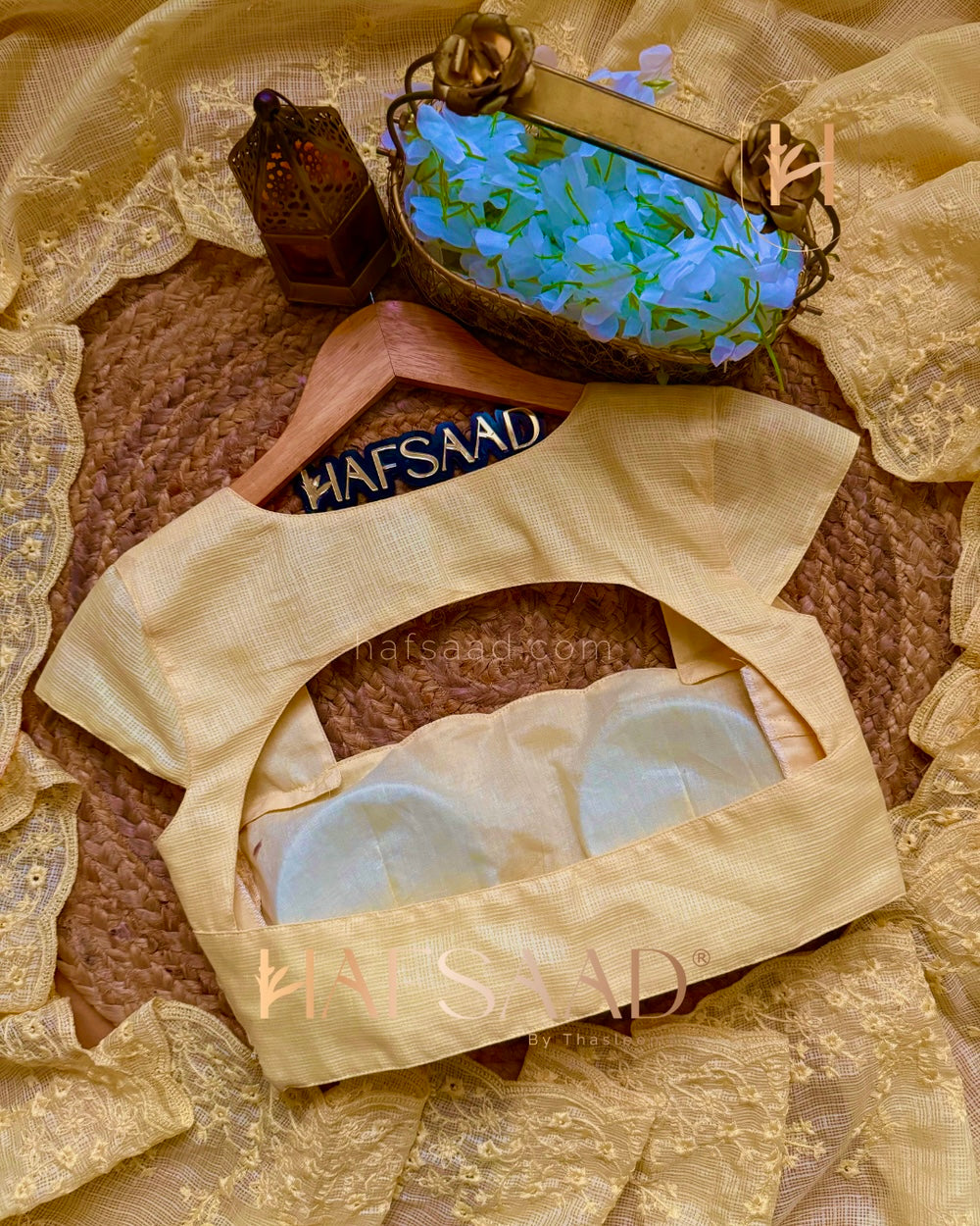 BUTTERCREAM Color Industrial Kota Chex Embroidery Saree