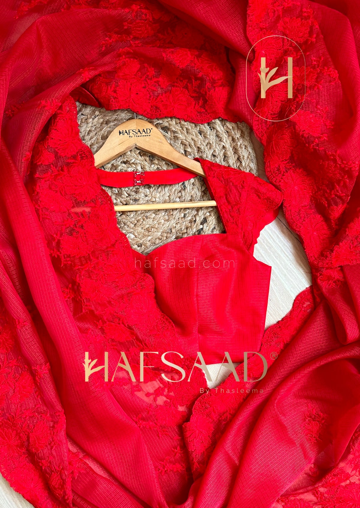 Premium Kota Silk Saree with embroidery work & with blouse piece (Vermilion Red)