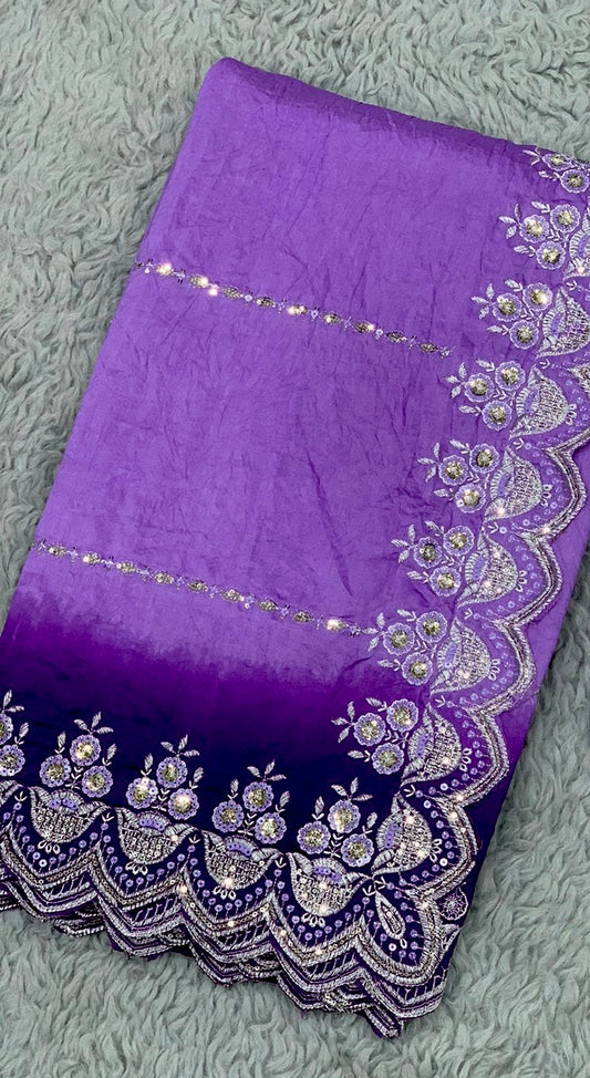 Viscose Silk fabric Sequence Work Saree With Teide & Beautiful Sequence Lace