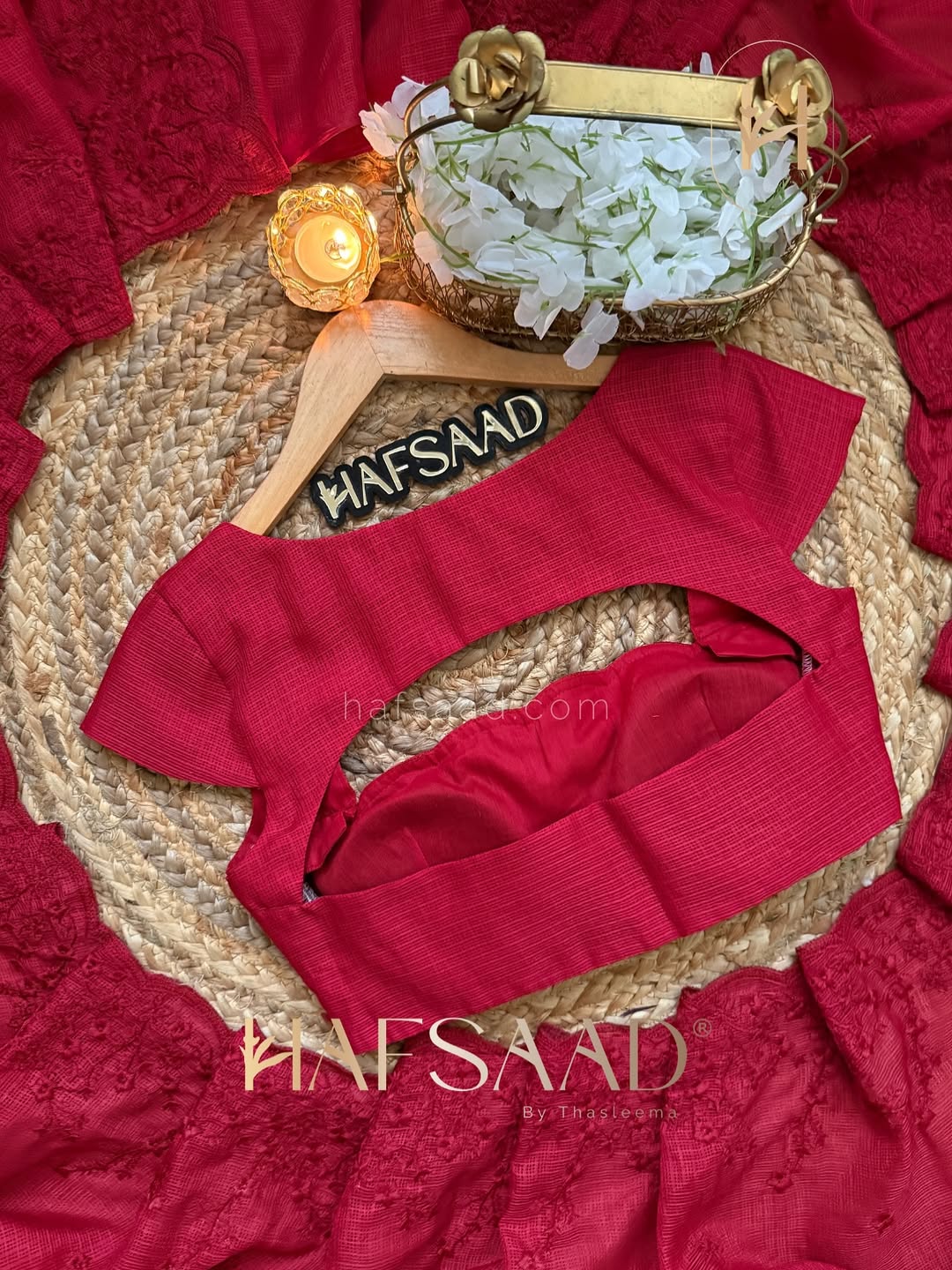 RUBY RED Industrial Kota Chex Embroidery Saree