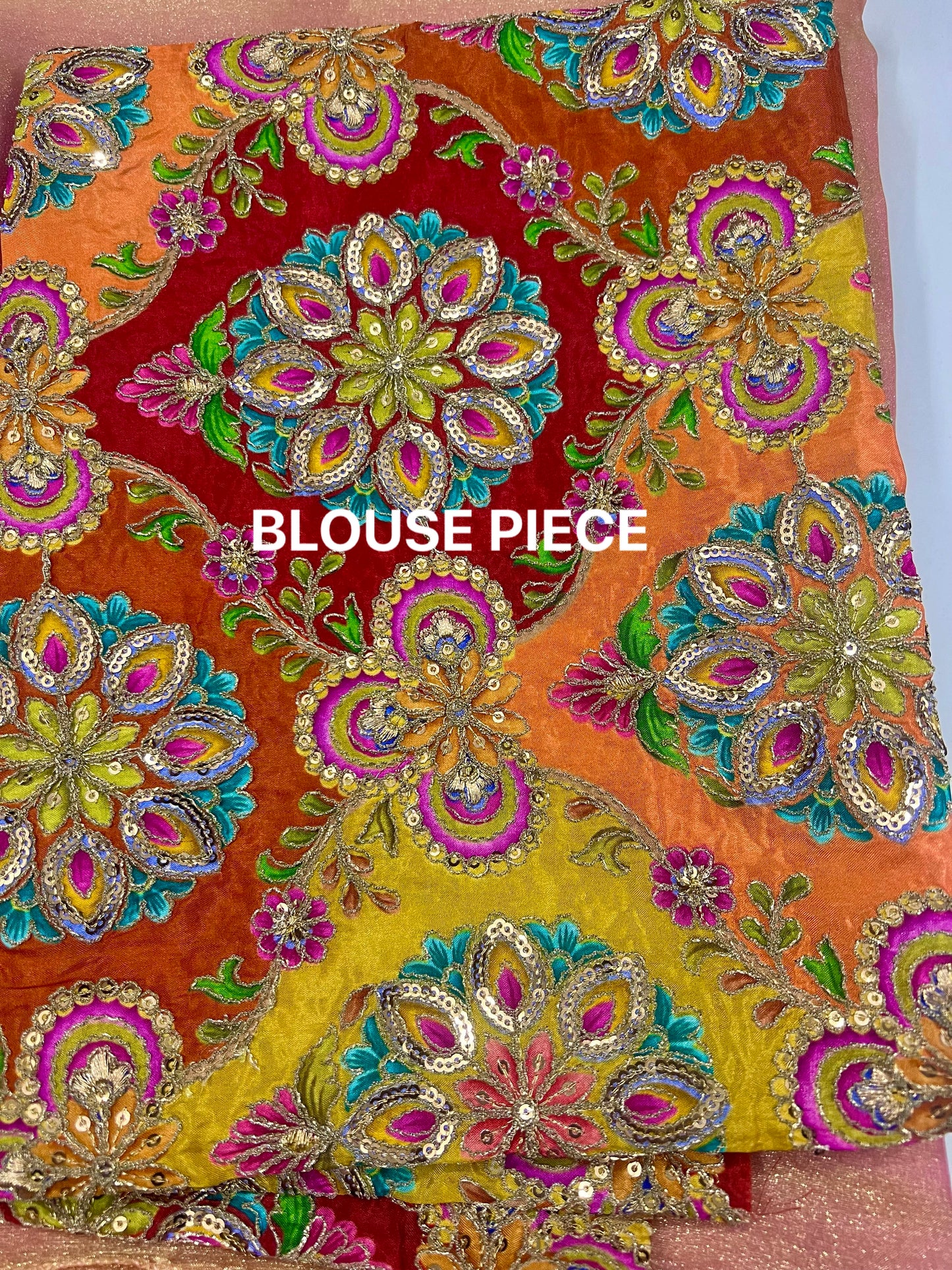 Soft Peach Shimmer Tissue Saree with a luminous golden glow