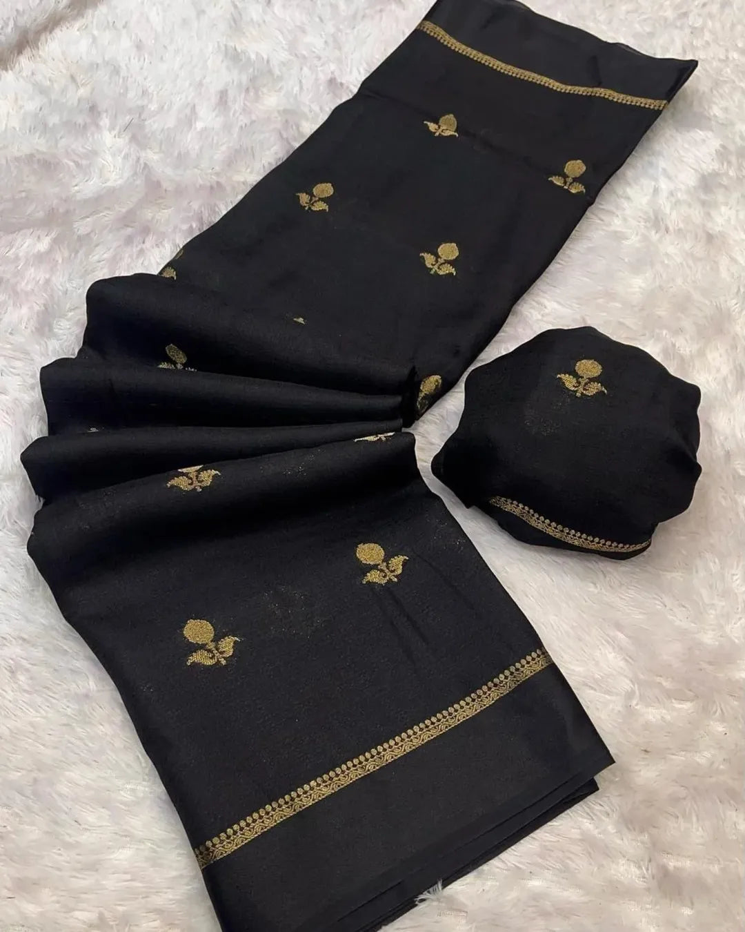 Dreamy Dalia Viscose Khadi Silk Saree (BLACK)