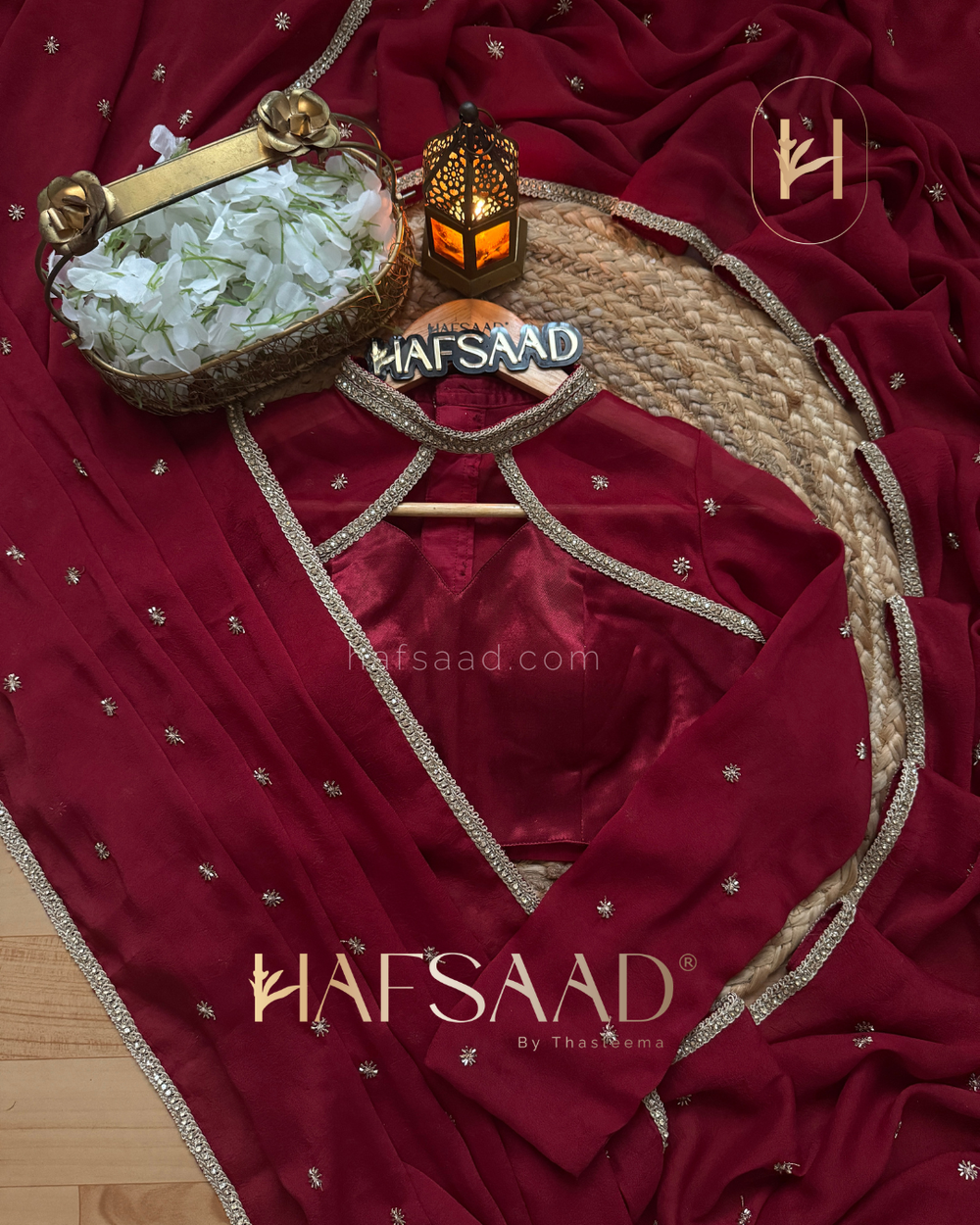 DEEP WINE RED Color Chiffon Silk Saree