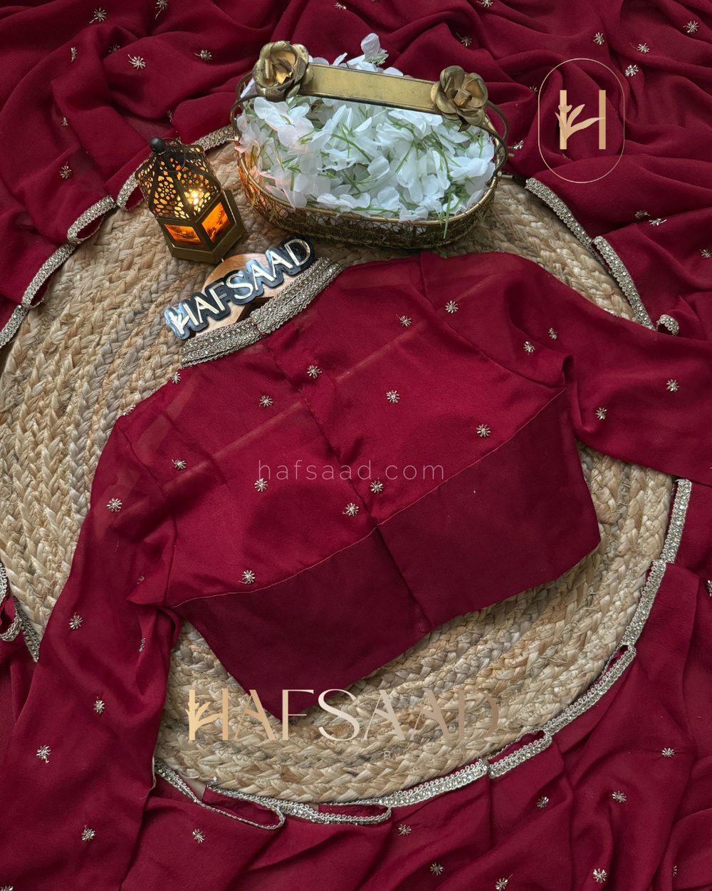 DEEP WINE RED Color Chiffon Silk Saree