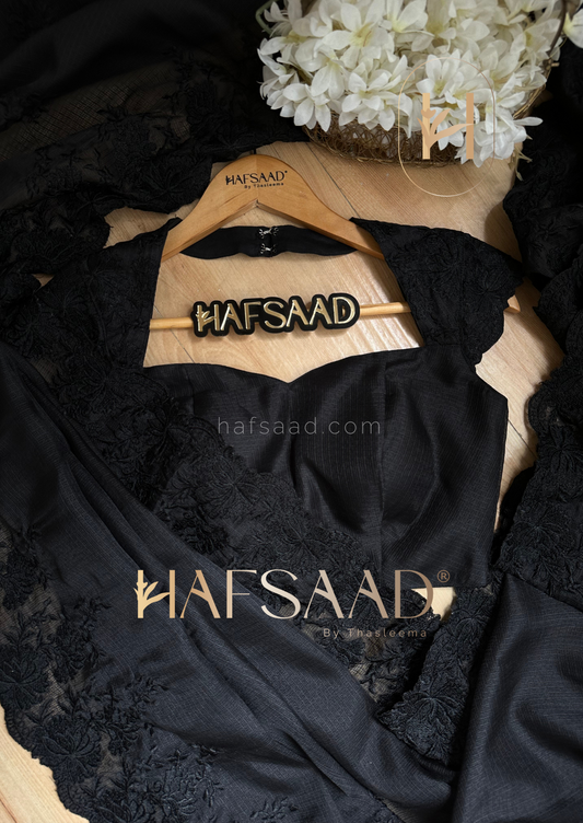 Stunning Black over industrial kota fabric with exquisite embroidery