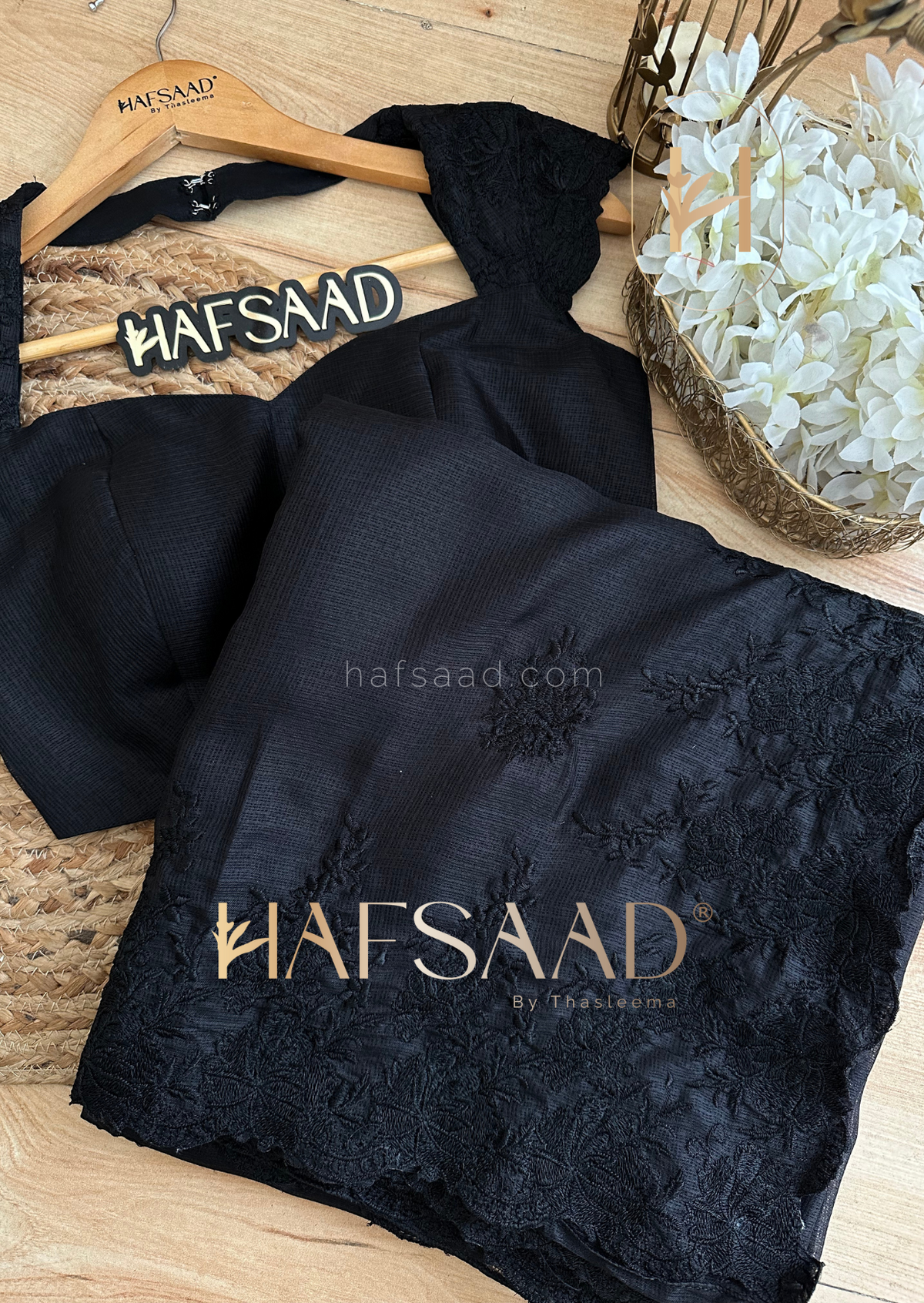 Stunning Black over industrial kota fabric with exquisite embroidery