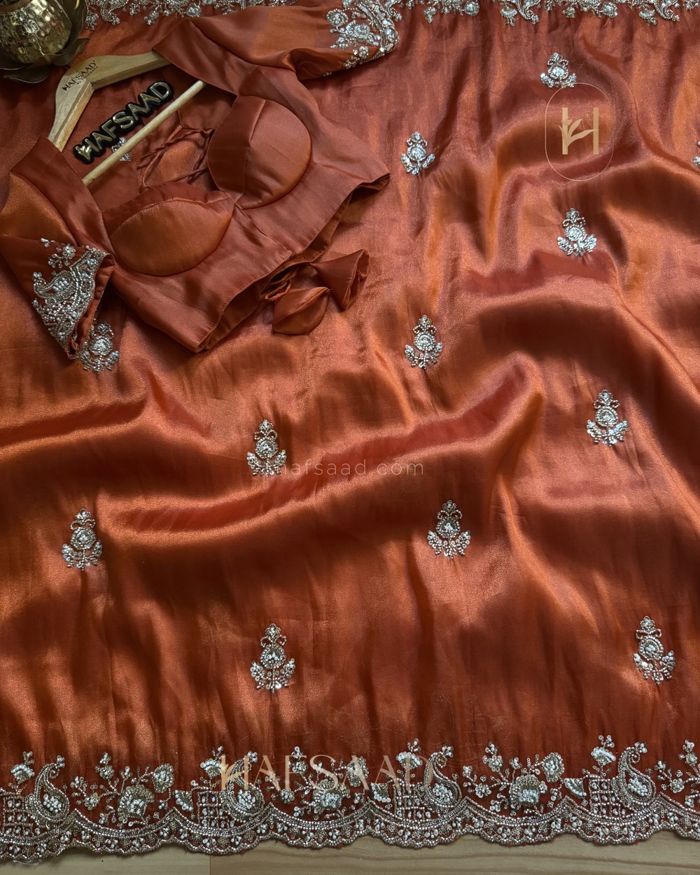 PORTLAND ORANGE Color Premium Soft Tissue Saree