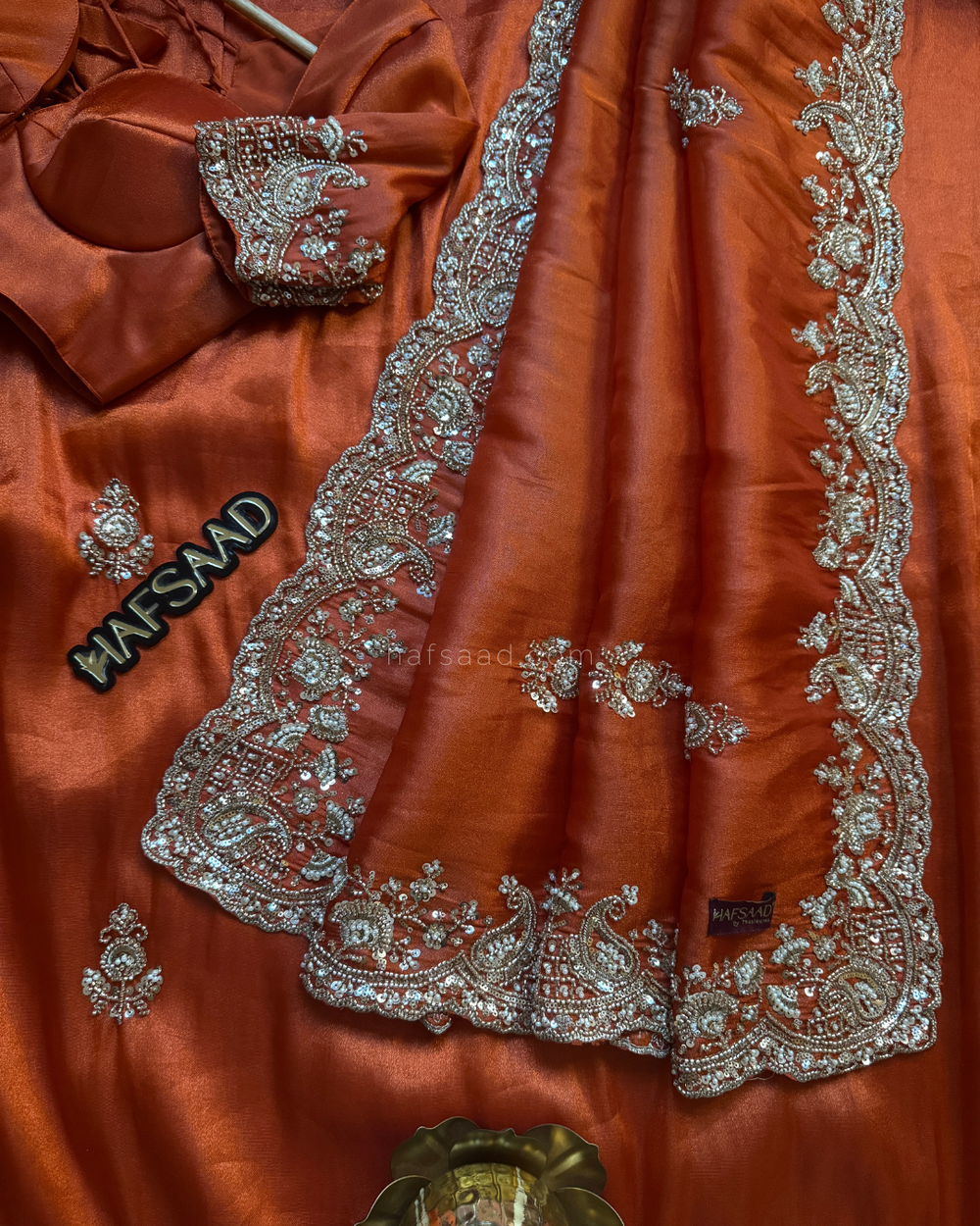 PORTLAND ORANGE Color Premium Soft Tissue Saree