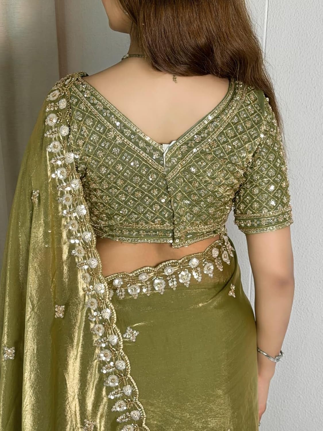 MODERATE OLIVE Color Pure Soft Space Silk Saree