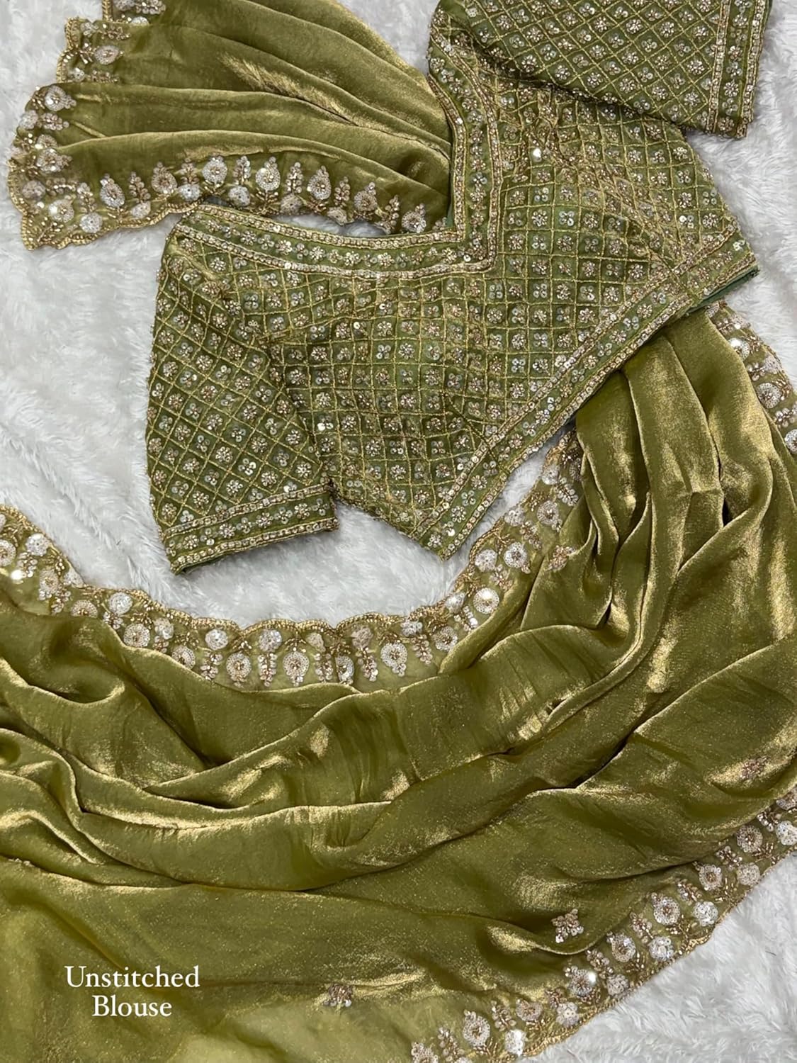 MODERATE OLIVE Color Pure Soft Space Silk Saree