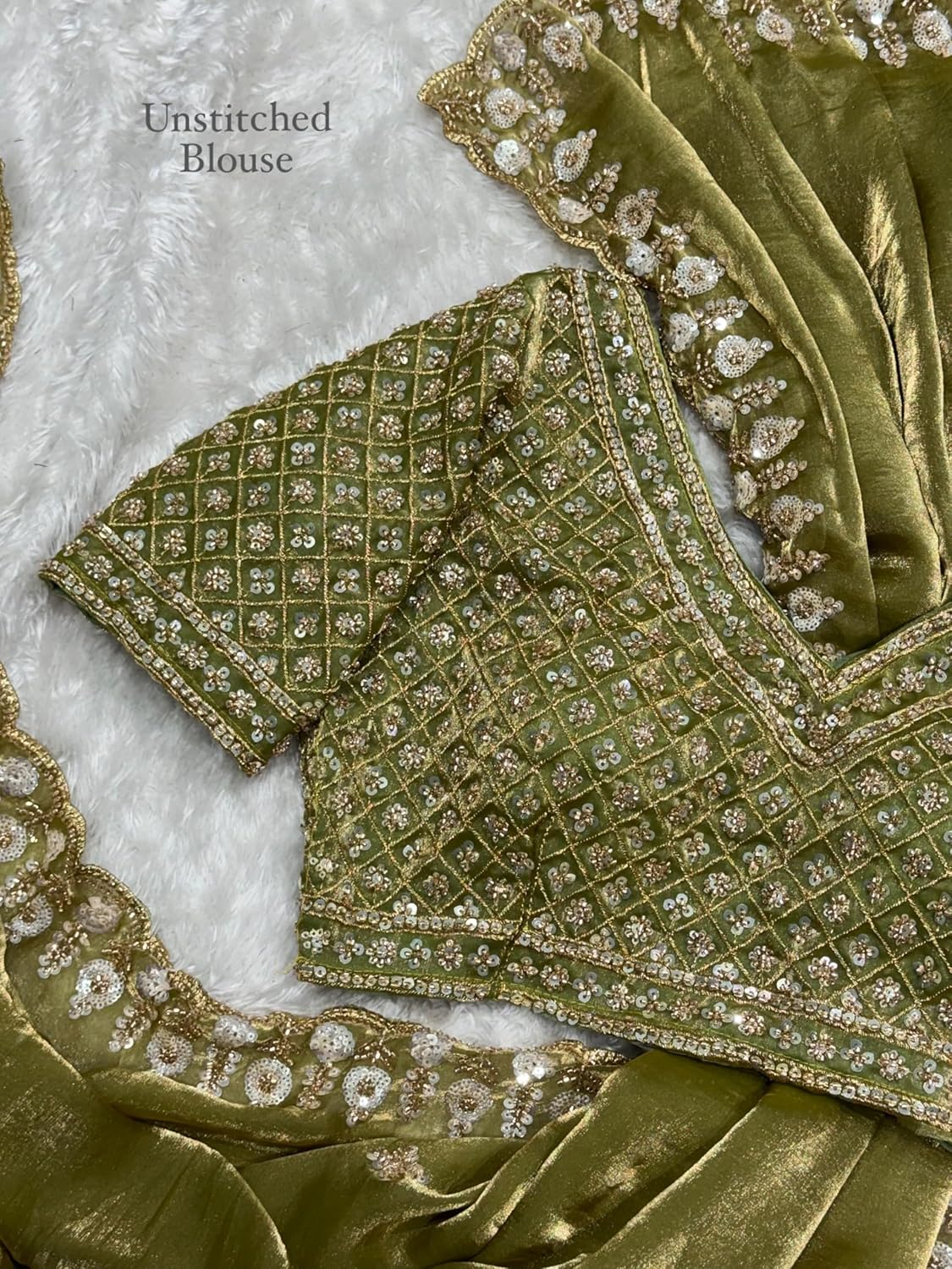 MODERATE OLIVE Color Pure Soft Space Silk Saree