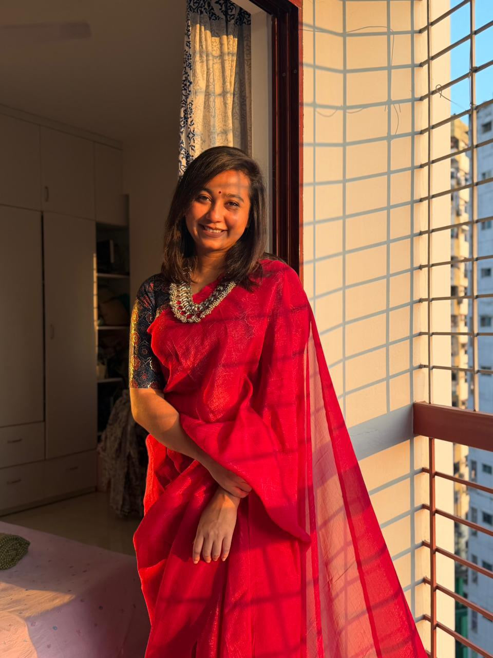 ROSEWOOD Color Soft Crush Chiffon Saree
