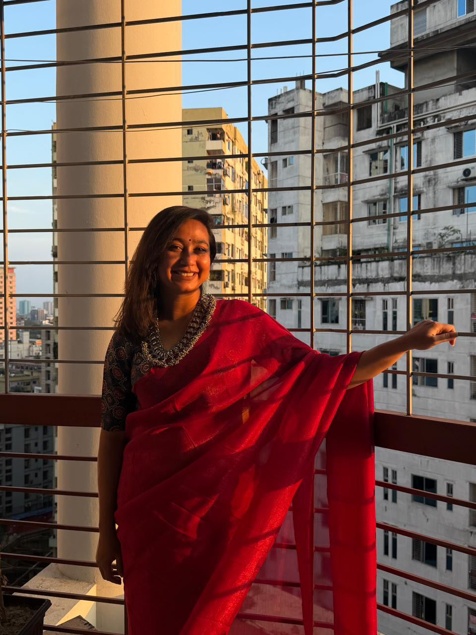 ROSEWOOD Color Soft Crush Chiffon Saree