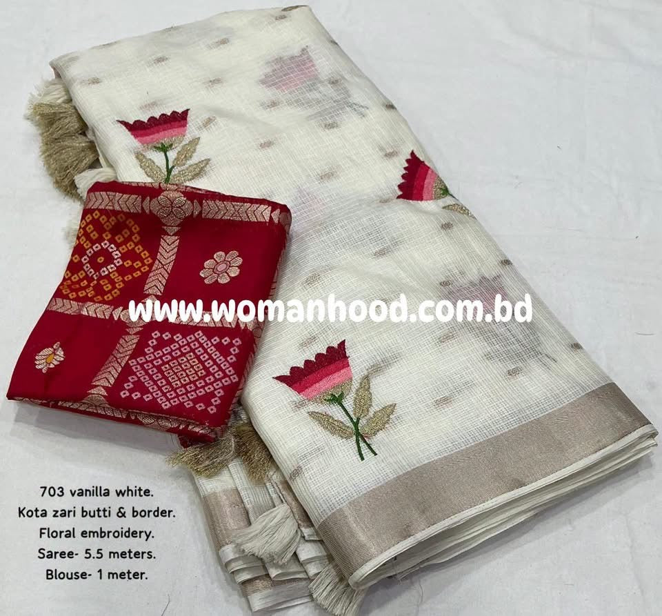 Soft Kota Saree with allover zari woven butti