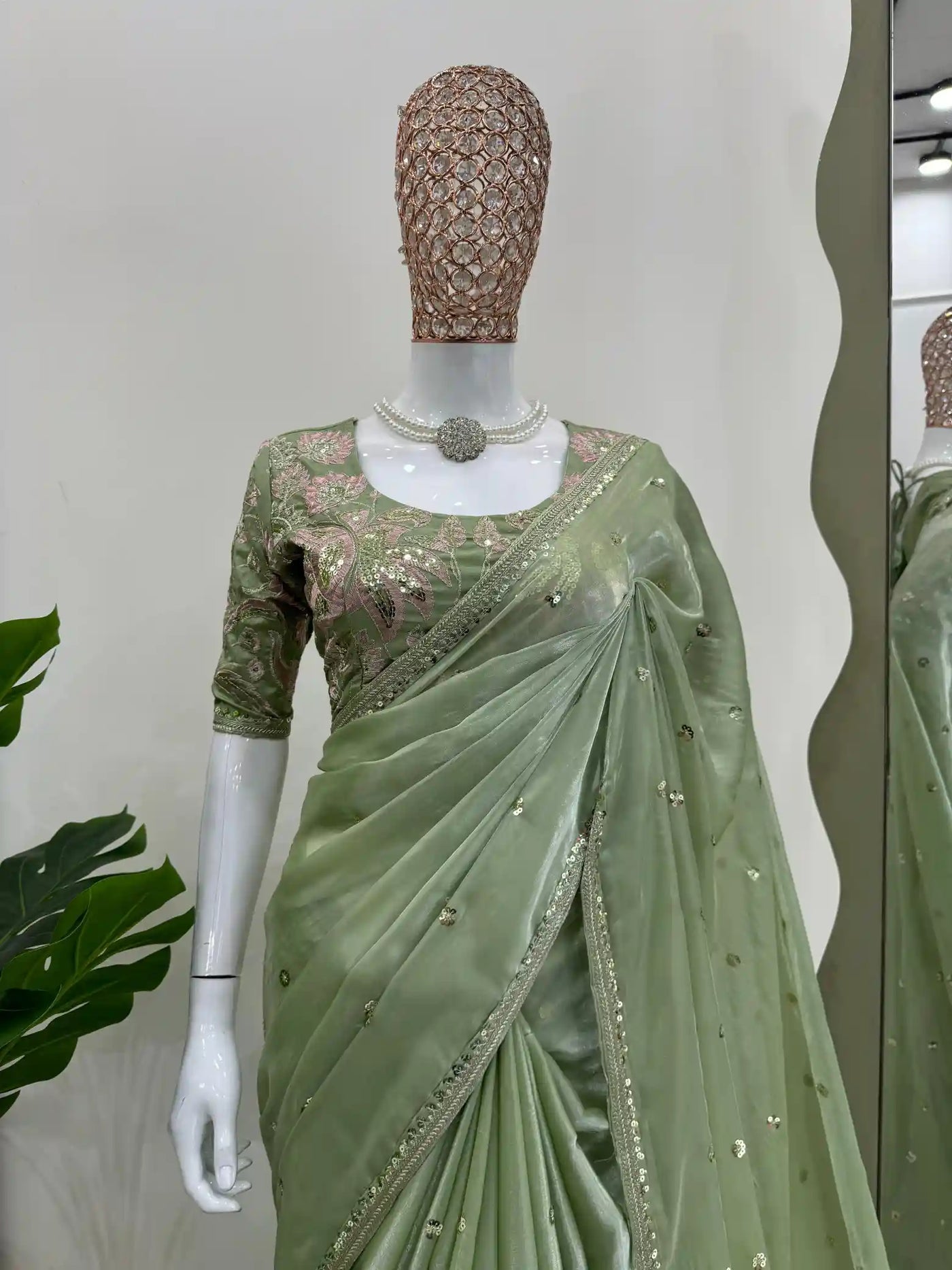 Jimmy Choo Organza saree with Heavy designer blouse piece