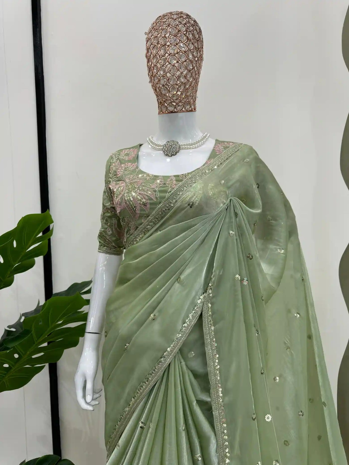 Jimmy Choo Organza saree with Heavy designer blouse piece