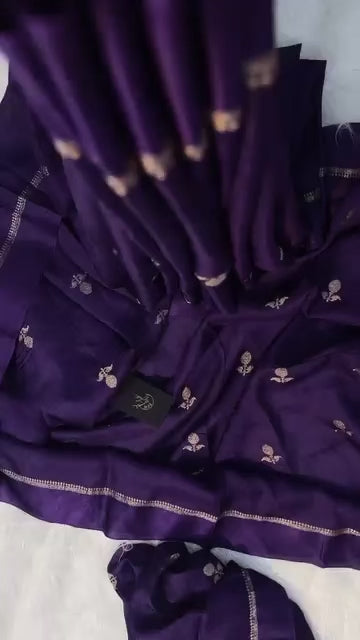 Dreamy Dalia Viscose Khadi Silk Saree (Violet Color)
